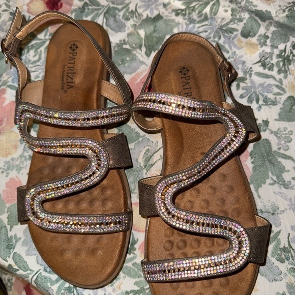 Patrizia Luca Shoes - Patrizia Luca Tan Sandals with Rhinestone Accents